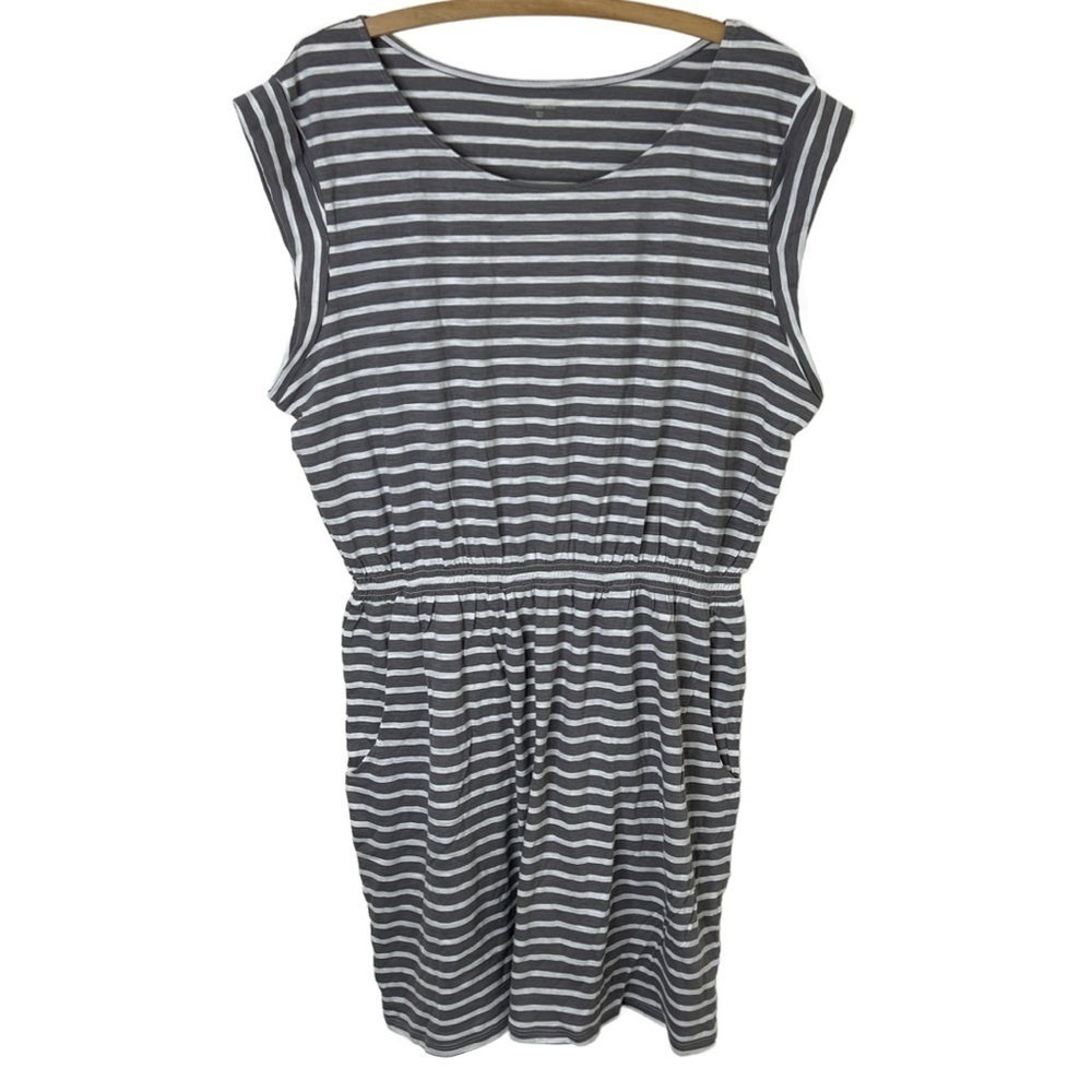 GARNET HILL Striped Cotton Cap Sleeve Summer Dress Cotton Casual Size Large